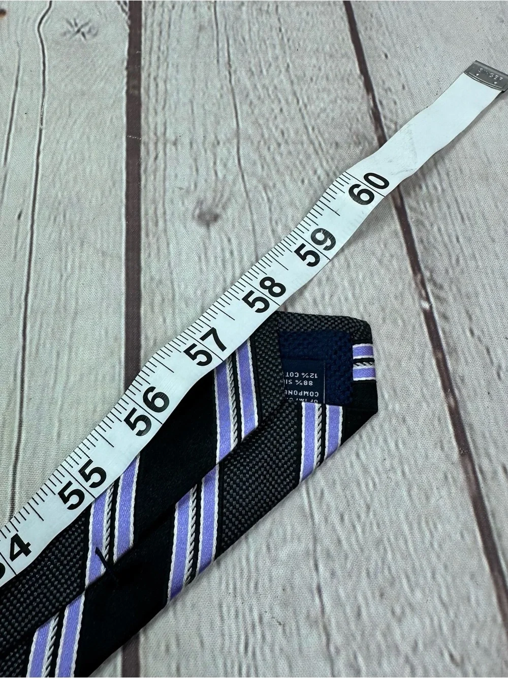 Cremieux Black silk Tie lavender diagonal Stripes menswear preppy office classic